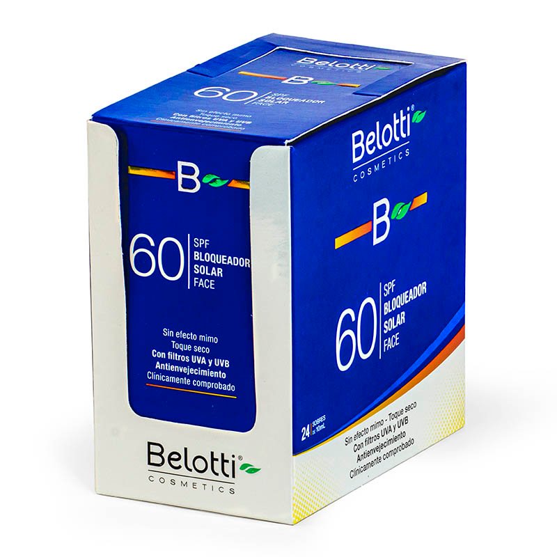 Bloqueador SPF 60 Caja 24 Unidades de 10ml Belotti