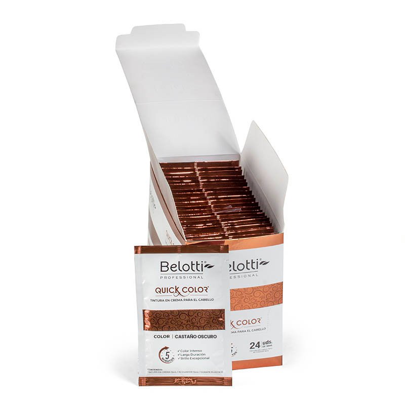 Belotti Quick Color Tintura En Crema - Caja de 24 Unidades – Castaño Oscuro
