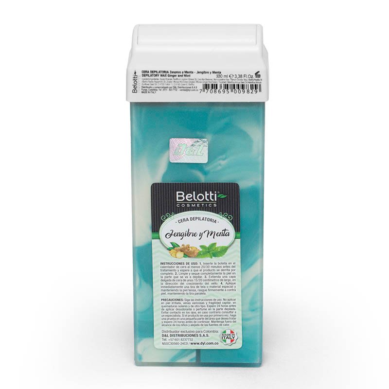Cera Depilatoria Liposoluble Roll On / Jengibre y Menta Belotti