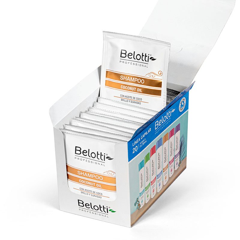 Shampoo Belotti de Coconut Oil - Caja de 20 Sachets de 30ml