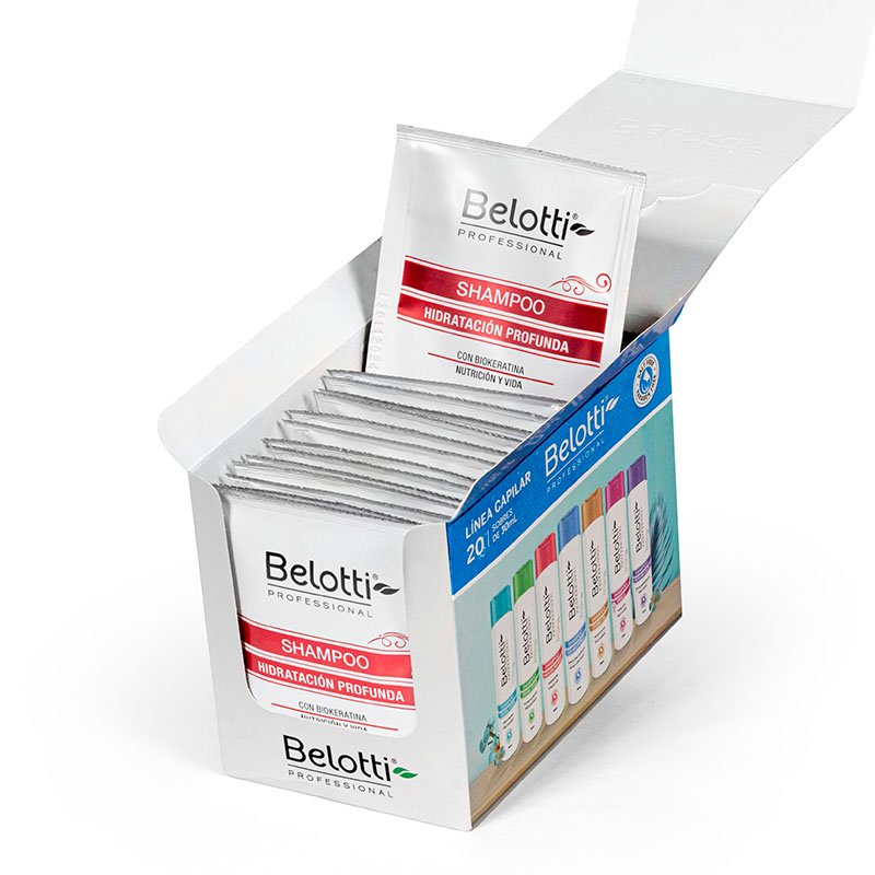 Shampoo Belotti de Hidratación Profunda - Caja de 20 Sachets de 30ml