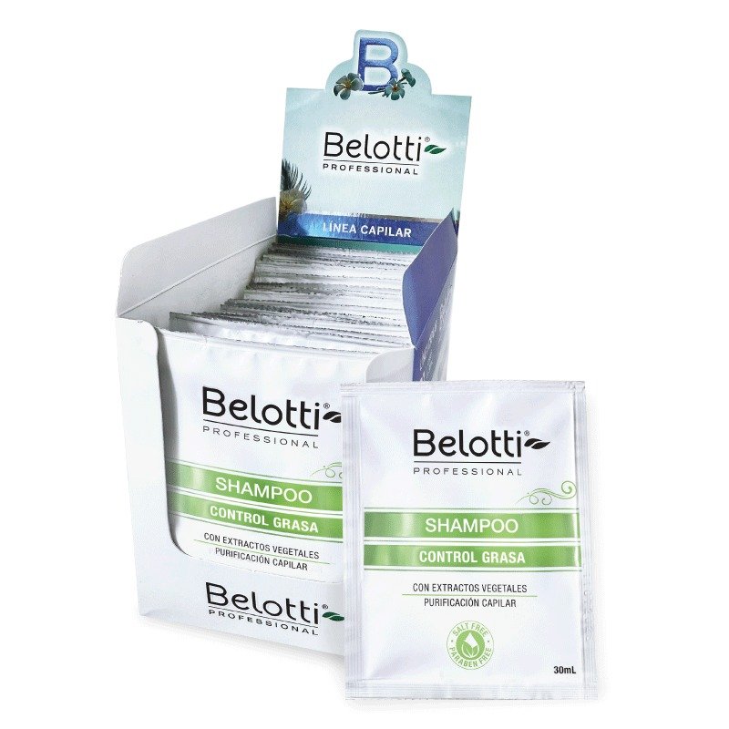 Shampoo Belotti de control grasa  – Caja de 20 Sachets de 30ml